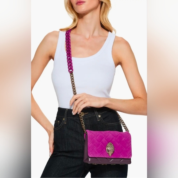 NWT Kurt Geiger Mini Kensington Quilted Suede Crossbody Bag - Picture 4 of 14
